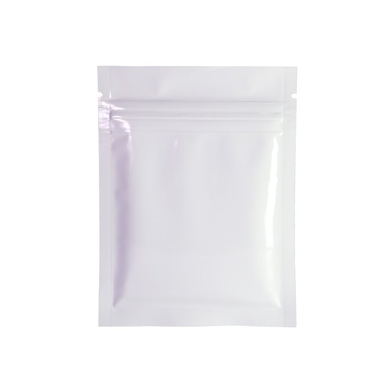 QQ Studio 100x Premium Smell Proof Food Safe Double-Sided Color Mylar Foil Flat Heat Sealable Sample QuickQlick Zipper Seal Bag 7.5x10cm (3x4") (White) - Image 1